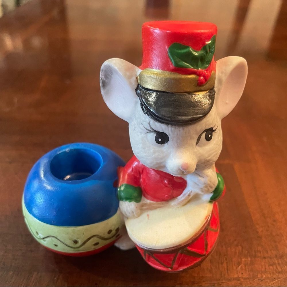 Vintage Christmas Mouse Candle Holder Taiwan Ceramic Company